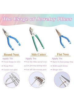 TOOLBUX TOOLBUX Silk Thread Jewellery Making Pliers Combo Flat Round Side Cutter Plier Set Pack of 3 DIY Crafts Wire Cutting Beading Wrapping Tool Kit Multicolour  - Image 2