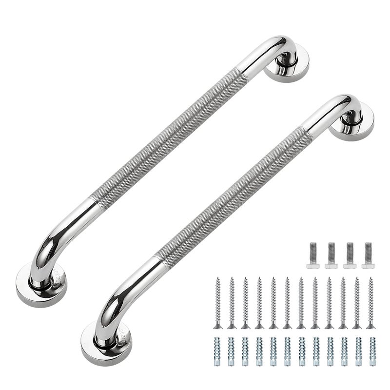 Ravinte Hardware Grab Bars for Shower 2 Pack 18Inch Anti Slip Shower Handles for Elderly Safety Shower Grab Bar Stainless Steel Handicap Grab Bars for Bathroom Polished Nickel 1 Diameter - Image 2