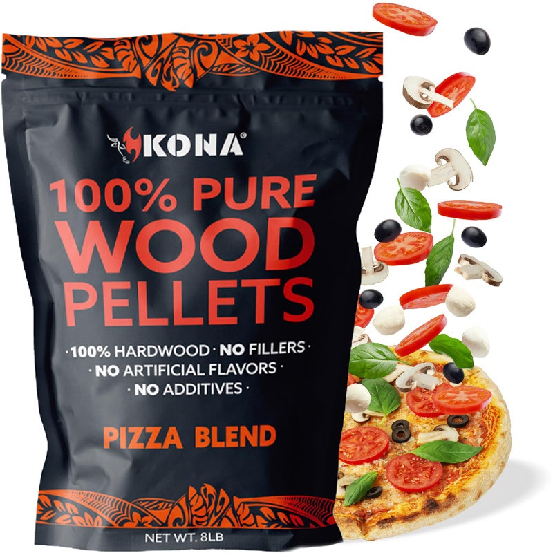 Kona Pizza Blend Wood Smoker Pellets 100 Natural Hardwood Rich Smoky Flavor Ideal for Pizza Ovens Smokers and Smoker Tubes 2 Pounds