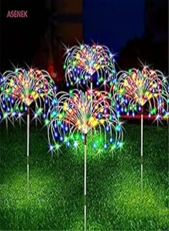 Solar Firework Lights, 2 Pack 90 LED Solar Firework Lights, Waterproof Copper Wire, 2 Modes Solar Powered Firework Lights for Outdoor, Patio, Garden, Party (Multicolor) 