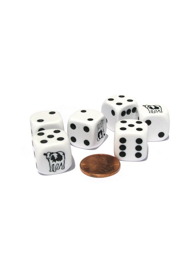 Koplow Games Set Of 6 Cow Dice 16Mm D6 Rounded Edge Koplow Animal Dice White With Black Pips - Image 5