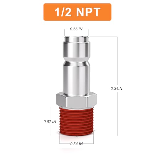 GASHER 12 Inch Body Size TType Plug 12 Inch Male Pneumatic Plugs10Pack - Image 3