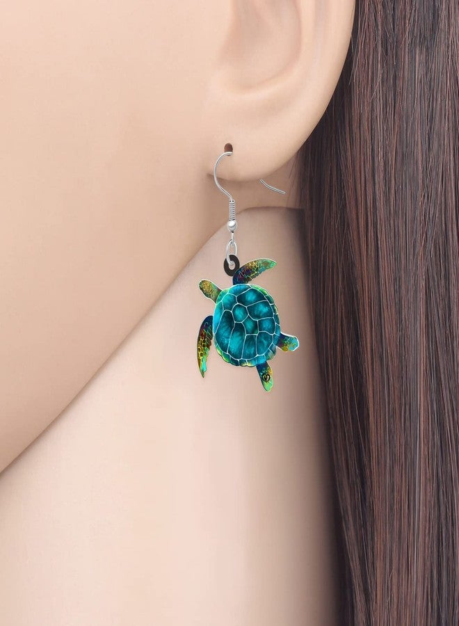 BONSNY Floral Acrylic Blue Sea Turtle Earrings Ocean Beach Animals Dangle Gifts for Women Jewelry Accessories (Turquoise) - Image 2