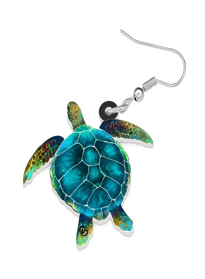 BONSNY Floral Acrylic Blue Sea Turtle Earrings Ocean Beach Animals Dangle Gifts for Women Jewelry Accessories (Turquoise) - Image 5