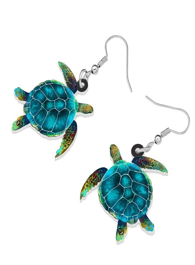 BONSNY Floral Acrylic Blue Sea Turtle Earrings Ocean Beach Animals Dangle Gifts for Women Jewelry Accessories (Turquoise) - Image 3