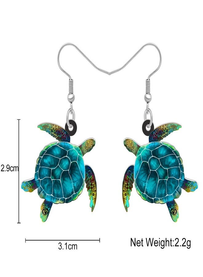 BONSNY Floral Acrylic Blue Sea Turtle Earrings Ocean Beach Animals Dangle Gifts for Women Jewelry Accessories (Turquoise) - Image 4