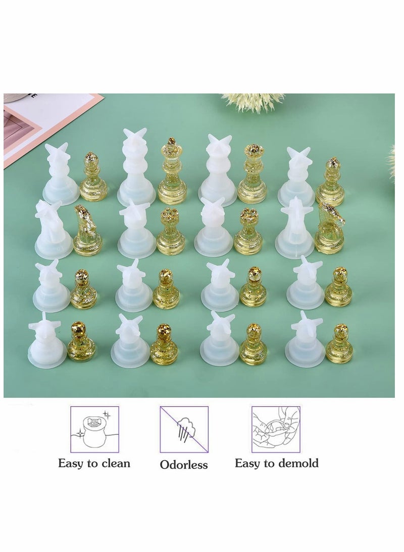 KASTWAVE Chess Mold,16 Pcs 3D Silicone Chess Resin Mold Set, Chess Crystal Epoxy Casting Molds for DIY Crafts Making, Birthday Gift, Family Party, Family Board Games and Outdoor Games - Image 3