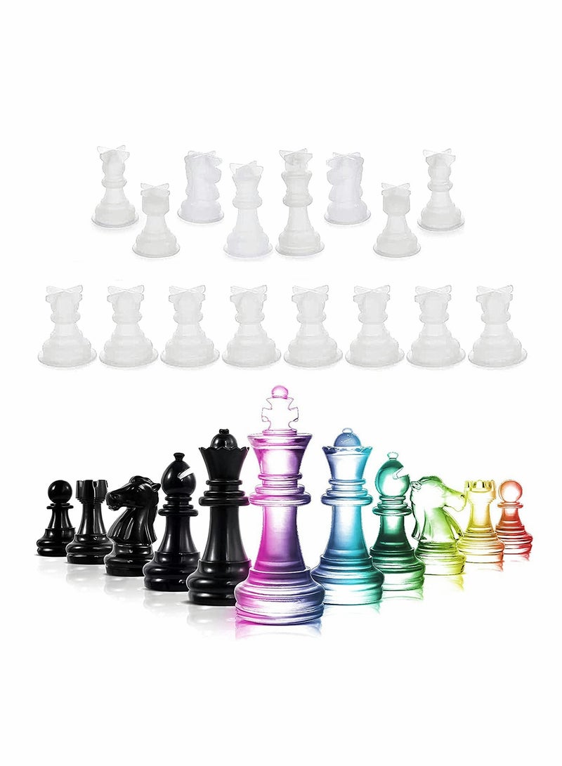 KASTWAVE Chess Mold,16 Pcs 3D Silicone Chess Resin Mold Set, Chess Crystal Epoxy Casting Molds for DIY Crafts Making, Birthday Gift, Family Party, Family Board Games and Outdoor Games - Image 1