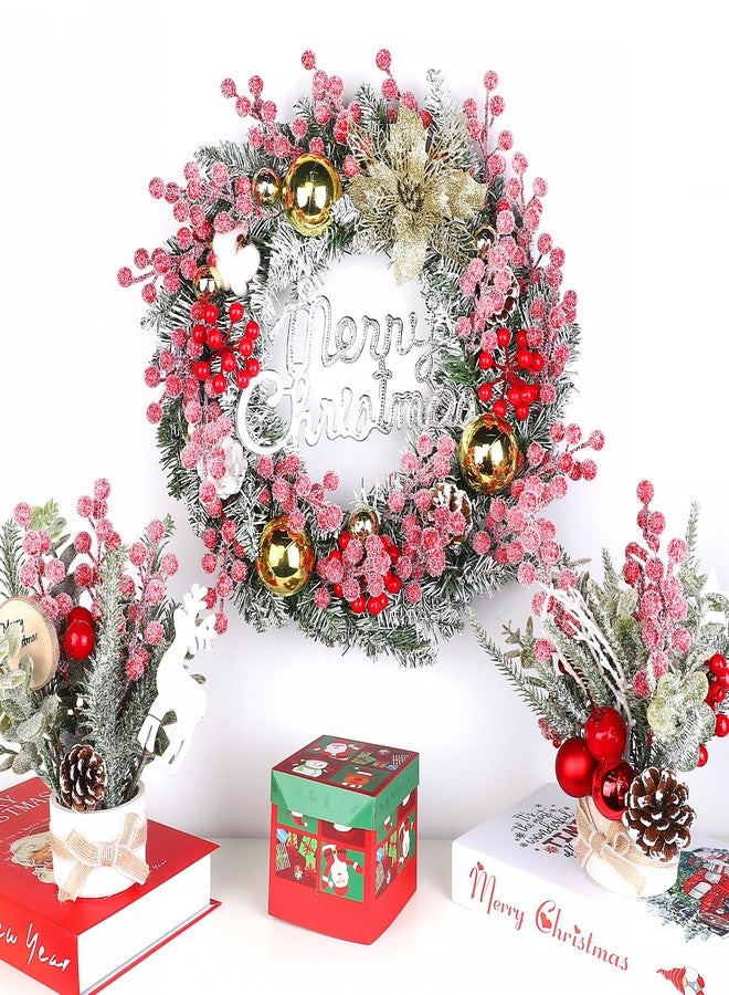 Fangoo 32 Pcs 9" Artificial Christmas Sprays Snowy Red Berry Picks Holly Flocked Red Berry Stems for Christmas Tree Sprigs Fake Frosted Red Berries Branches Winter DIY Crafts Wedding Home Party Decor - Image 5