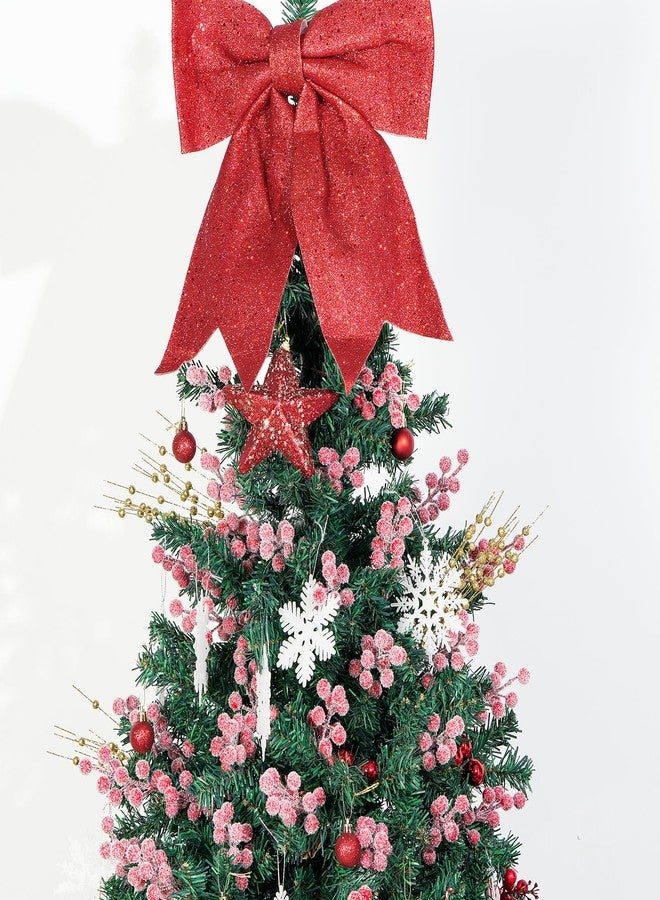 Fangoo 32 Pcs 9" Artificial Christmas Sprays Snowy Red Berry Picks Holly Flocked Red Berry Stems for Christmas Tree Sprigs Fake Frosted Red Berries Branches Winter DIY Crafts Wedding Home Party Decor - Image 3