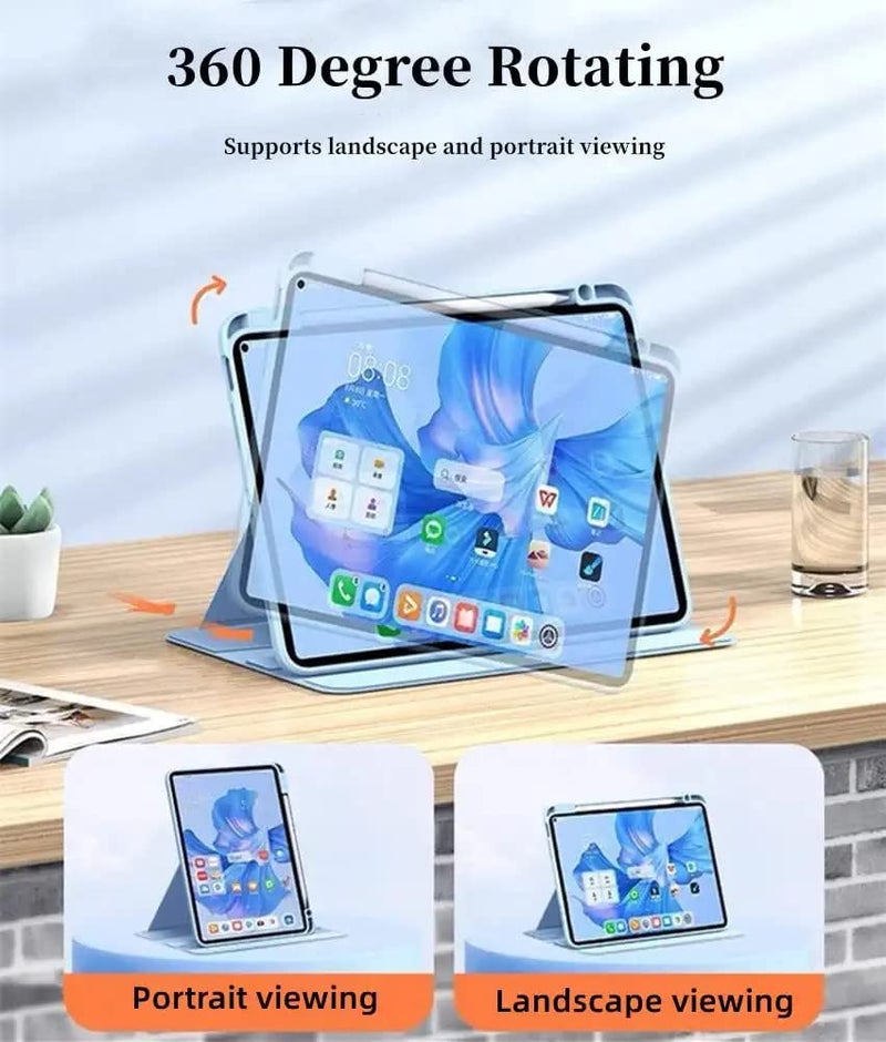 AnMengXinLing for iPad 9th/8th/7th Generation Case with Keyboard 10.2 Inch, Rotating Smart Cover with Detachable Magnetic Round Key Bluetooth Keyboard, Black - Image 4