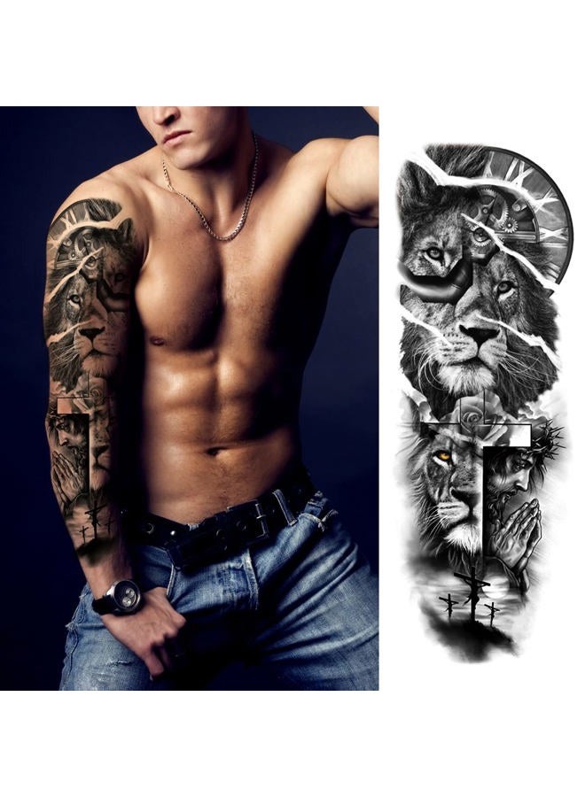 Kotbs Lion Tattoo Stickers, 4-Sheet Full Sleeve Tattoo Big Tattoos Temporary, 5-Sheet Half Full Arm Temporary Tattoo for Adult Kids Women Makeup - Image 3