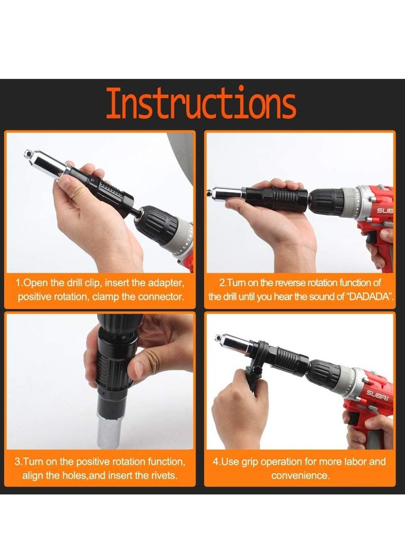 Professional Rivet Gun Adapter Kit with Handle Grip for Cordless Screwdrivers and Drills, Versatile Riveting Hand Tool  - Image 4
