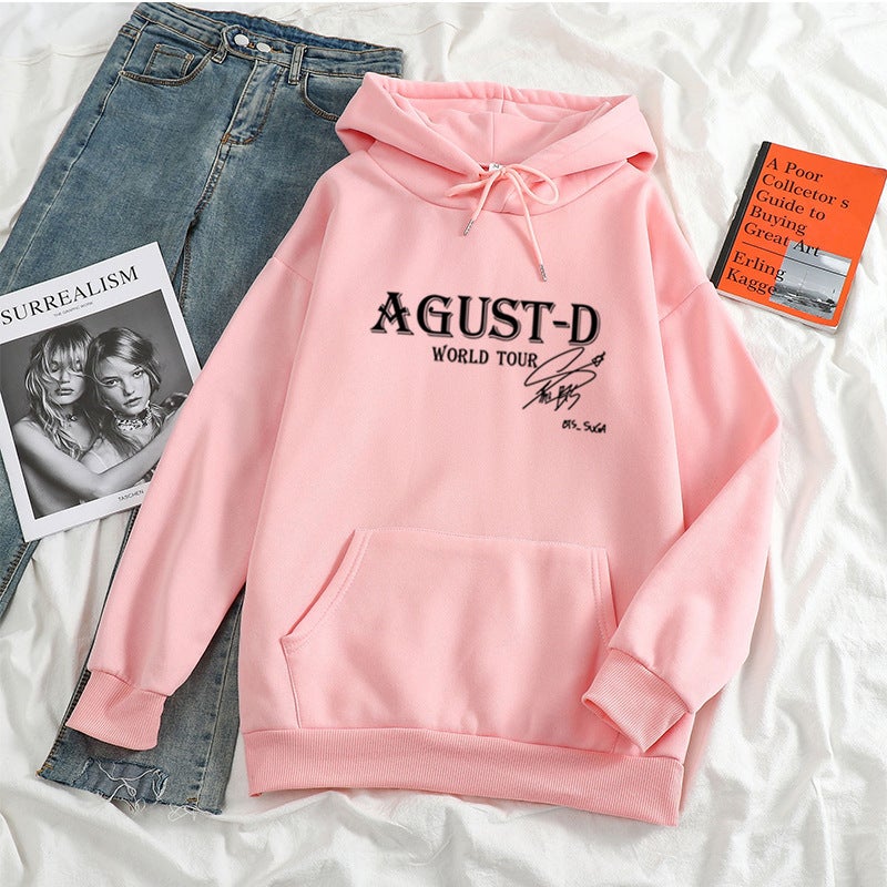 Winter New Sweater Agust-D World Tour Long Sleeve Pullover Casual Loose Hoodie Men And Women - Image 4
