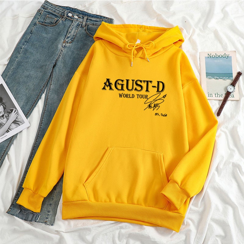 Winter New Sweater Agust-D World Tour Long Sleeve Pullover Casual Loose Hoodie Men And Women - Image 1