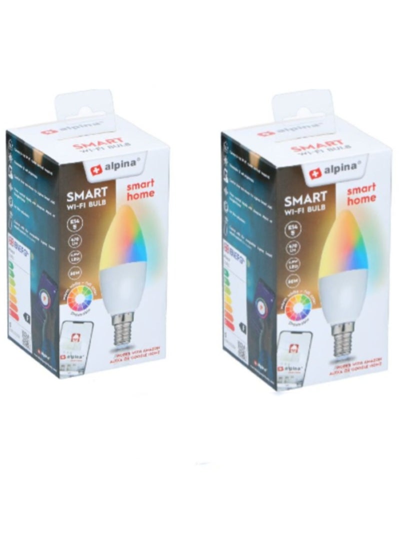 Alpina Pack of 2 Alpina Smart bulb RGB WW E14 4.9W  - Image 2