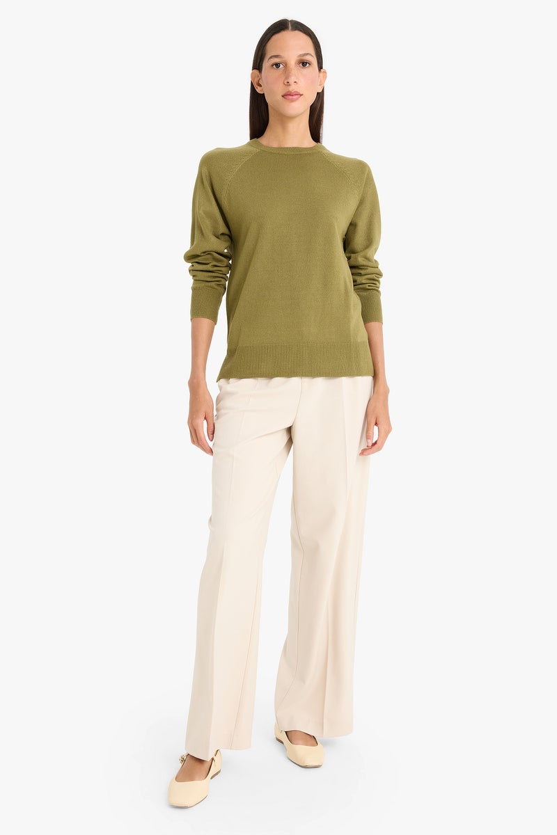 DeFacto Green Woman Relax Fit Crew Neck Knitwear Pullover Casual - Image 4