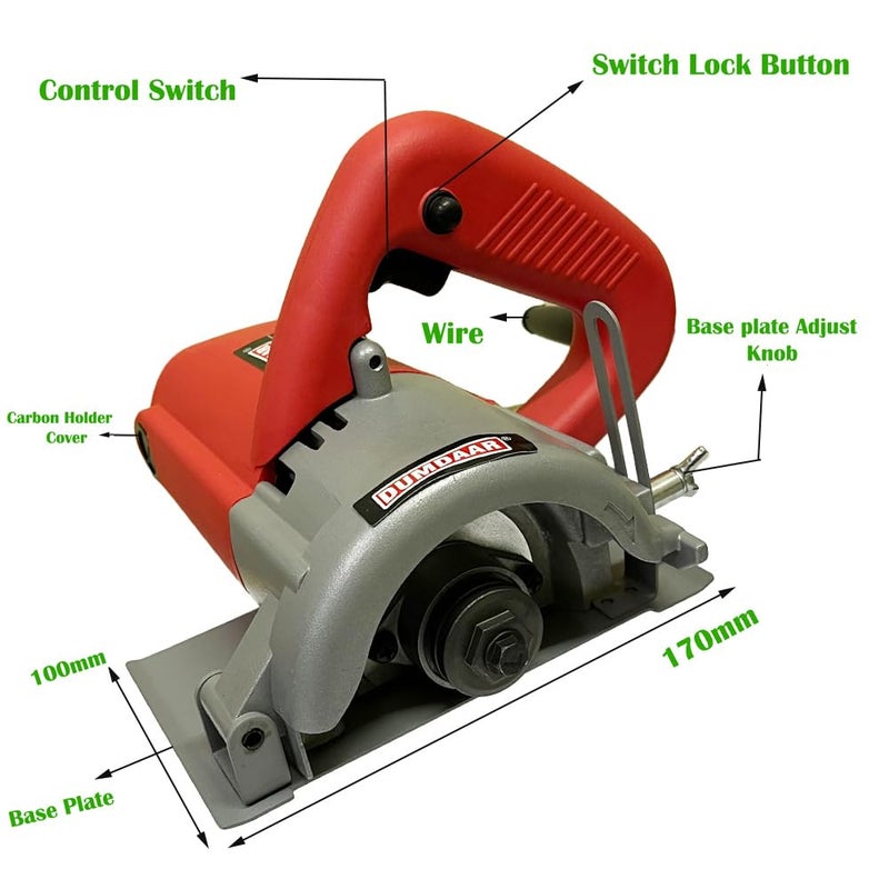 Inditrust Dumdaar 1400 W Marble cutting machine with 1pc Marble Cutting blade set Handheld Tile Cutter 110mm (RED) - Image 4