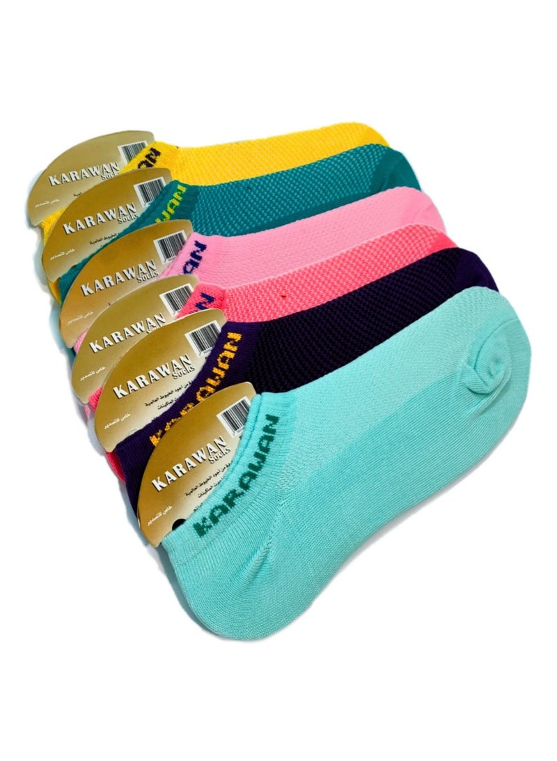 bundle of six low Casual cotton blended Printed Socks