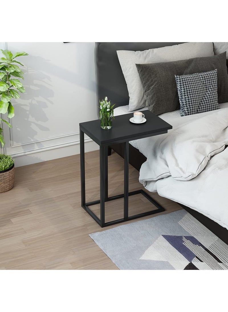 INDIAN DECOR INDIAN DECOR 48179 Sofa Side End TableC Shaped Small TableCouch Snack Coffee Table for Small Space Living Room BedroomMetal Frame Nightstand Black  - Image 4