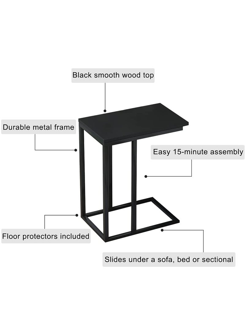 INDIAN DECOR INDIAN DECOR 48179 Sofa Side End TableC Shaped Small TableCouch Snack Coffee Table for Small Space Living Room BedroomMetal Frame Nightstand Black  - Image 5