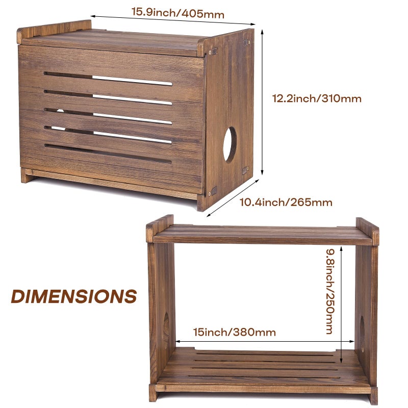 BEARUT Router Shelf Projector Shelf Projector Stand Router Storage Box Modem Cable Router Cover Organized Power Strip Cable Management Hider Rack by Solid Wood Need Assembly SS - Image 2