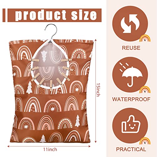 Woanger 2 Pcs Clothes Pin Bag Clothespin Holder 15 x 11 in to Hang on Line Clothes Pin Hanging Bag for Clothesline Outdoor Storage Organizer Basket with Large OpeningCute Style - Image 3
