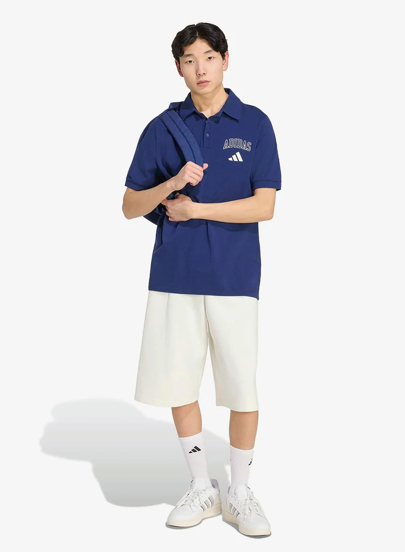 Adidas DKBLUE/IVORY Seasonal Essential Collegiate Polo for Men | Best Price UAE