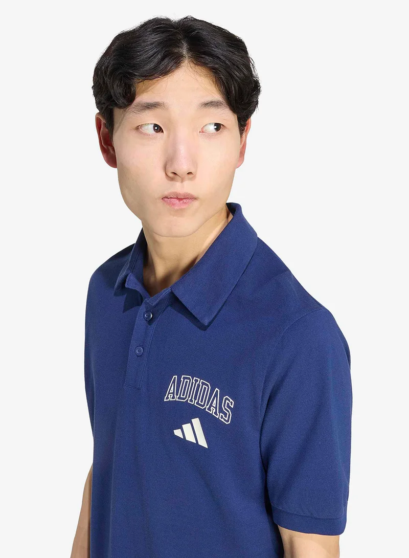 Adidas DKBLUE/IVORY Seasonal Essential Collegiate Polo for Men | Best Price UAE