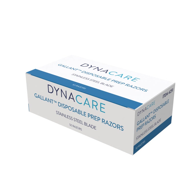 Dynarex Gallant Disposable Prep Razors, Used before ECG and other Procedures, Disposable Razors with Open Design, Ergonomic Surgical Prep Razors, 1 Box of 50 Razors - Image 1