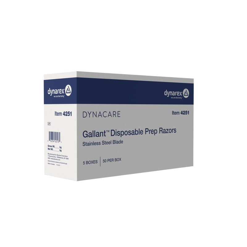 Dynarex Gallant Disposable Prep Razors, Used before ECG and other Procedures, Disposable Razors with Open Design, Ergonomic Surgical Prep Razors, 1 Box of 50 Razors - Image 3
