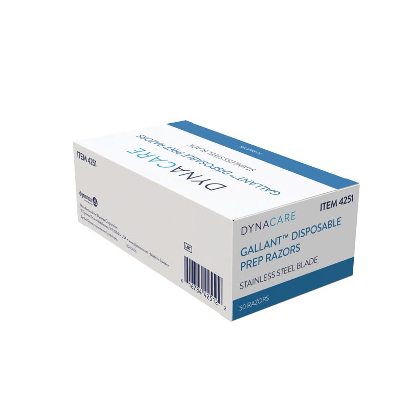 Dynarex Gallant Disposable Prep Razors, Used before ECG and other Procedures, Disposable Razors with Open Design, Ergonomic Surgical Prep Razors, 1 Box of 50 Razors - Image 2