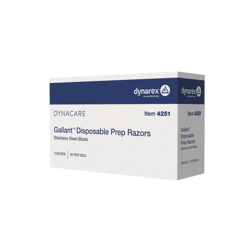 Dynarex Gallant Disposable Prep Razors, Used before ECG and other Procedures, Disposable Razors with Open Design, Ergonomic Surgical Prep Razors, 1 Box of 50 Razors - Image 4