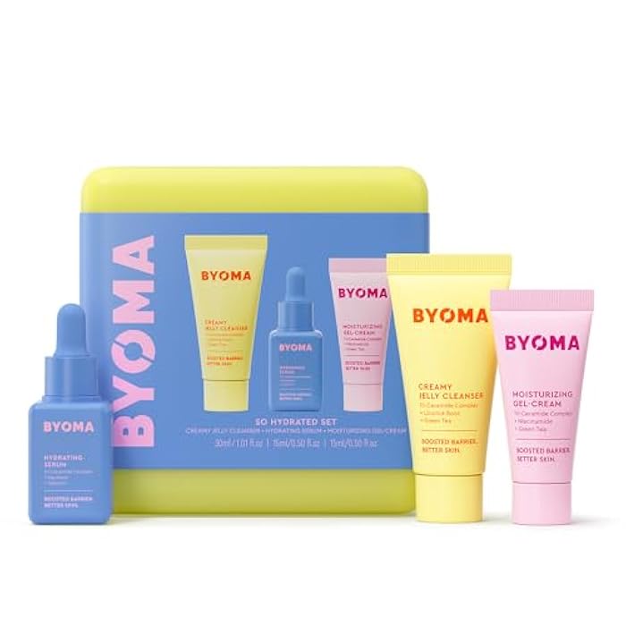 BYOMA So Hydrating Set - Barrier Repair Skincare Set - Creamy Jelly Cleanser, Hydrating Face Serum & Ceramide Face Moisturizer for Dry Skin - Anti Wrinkle, Alcohol Free Skin Care - 30ml, 15ml, 15ml - Image 1