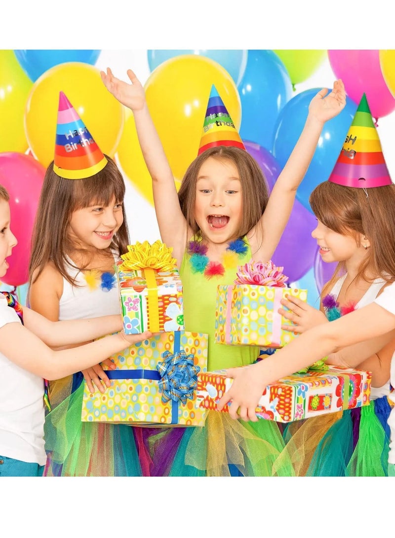 Y&D 100 Pieces Birthday Party Hats, Rainbow Cone Hats Paper Colorful Art Craft Caps for Kids Adults Supplies, - Image 2