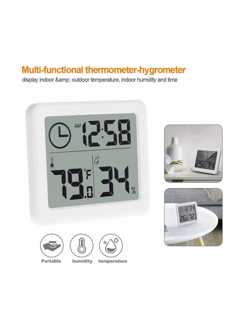 SYOSI Room Thermometer Ultra Thin Digital Hygrometer Thermometer Display Indoor Outdoor Temperature Indoor Humidity and Time for Home Office Reptile Nursery - Image 2