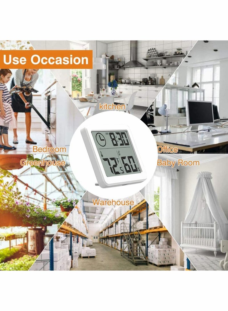 SYOSI Room Thermometer Ultra Thin Digital Hygrometer Thermometer Display Indoor Outdoor Temperature Indoor Humidity and Time for Home Office Reptile Nursery - Image 4