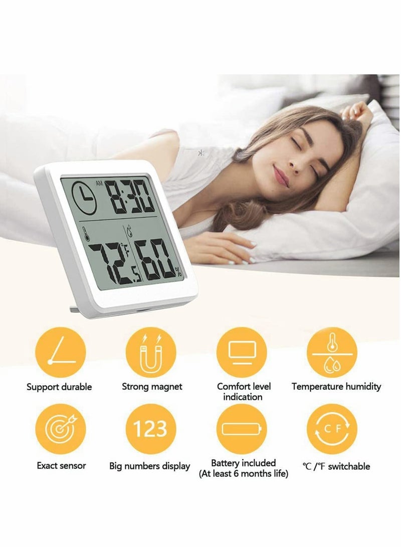 SYOSI Room Thermometer Ultra Thin Digital Hygrometer Thermometer Display Indoor Outdoor Temperature Indoor Humidity and Time for Home Office Reptile Nursery - Image 3