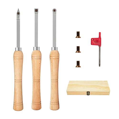 DEEFIINE 3CPS Carbide Tip Wood Lathe Turning ToolS,MINI-SIZE WOOD TURNING TOOLS FOR LATHE SET(Beech handle) - Image 1