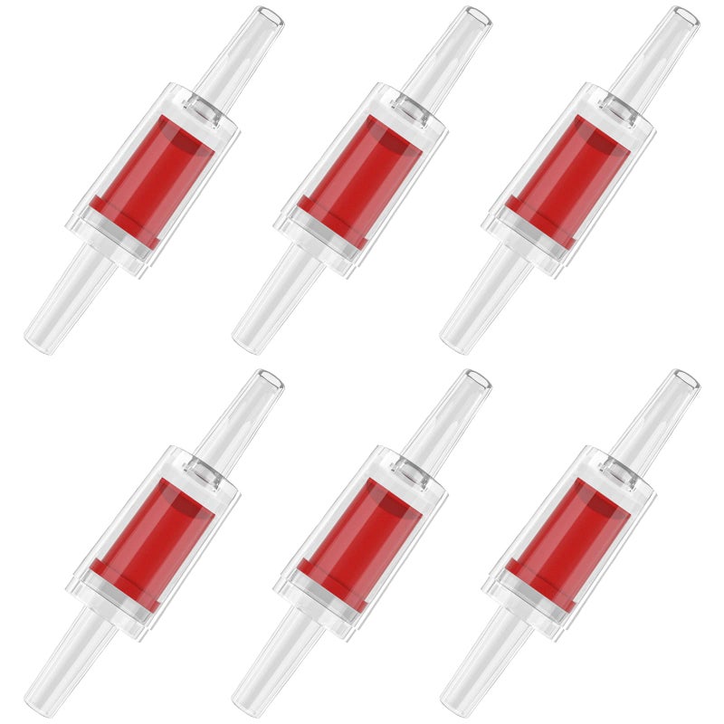 Pawfly 6 PCS Aquarium Check Valves for Common Air Pumps Red Plastic 1-Way Non-Return Valves Pump Protectors for Standard 3/16 Inch Airline Tubing Fish Tank Accessories for Aeration Setup - Image 1