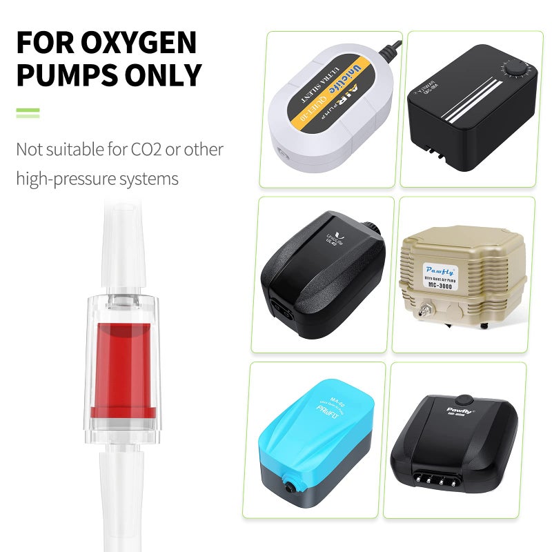 Pawfly 6 PCS Aquarium Check Valves for Common Air Pumps Red Plastic 1-Way Non-Return Valves Pump Protectors for Standard 3/16 Inch Airline Tubing Fish Tank Accessories for Aeration Setup - Image 3