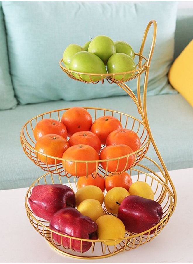 LEDIN - Fruit Basket Kitchen Table Counter Organizer Removable Vegetables Storage Metal Stand - Image 1