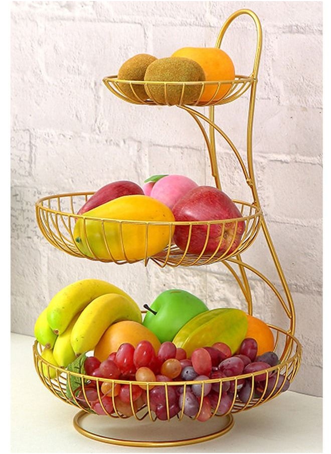 LEDIN - Fruit Basket Kitchen Table Counter Organizer Removable Vegetables Storage Metal Stand - Image 1