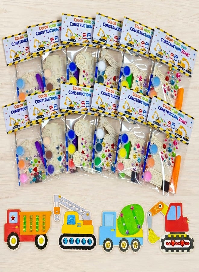 GOGREENWOVEN Construction Party Favors for Kids - 12 Pack Pre-Packaged DIY Construction Painting Craft Kits, Birthday Goodie Bag Fillers, Construction Party Supplies, Gifts & Prizes for Boys and Girls Ages 4-8 - Image 1