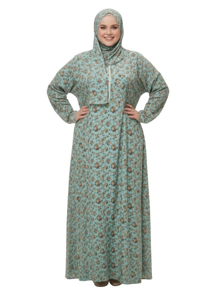 بريميم فستان صلاة إسلامي نسائي مزين بالزهور، بتغطية كاملة ولباس محتشم - Image 1