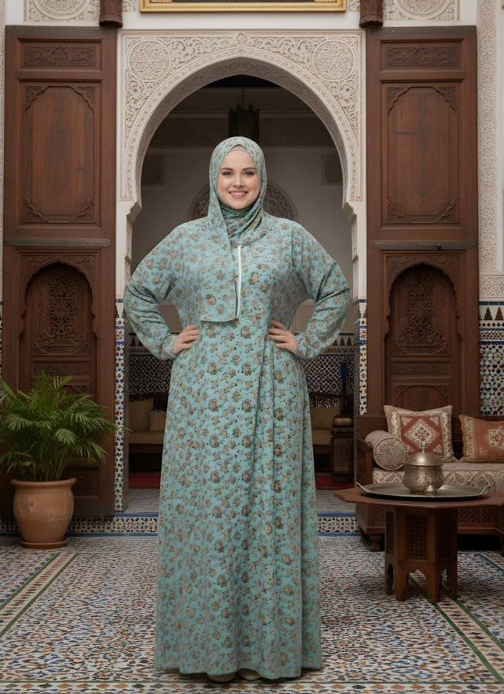 بريميم فستان صلاة إسلامي نسائي مزين بالزهور، بتغطية كاملة ولباس محتشم - Image 3
