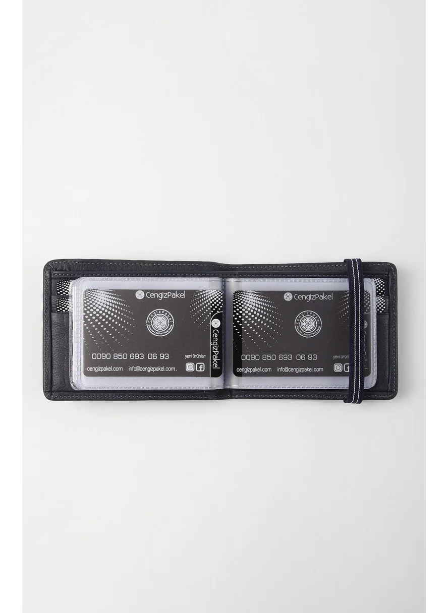 Cengiz Pakel Leather Navy Blue Men's Wallet 27424T