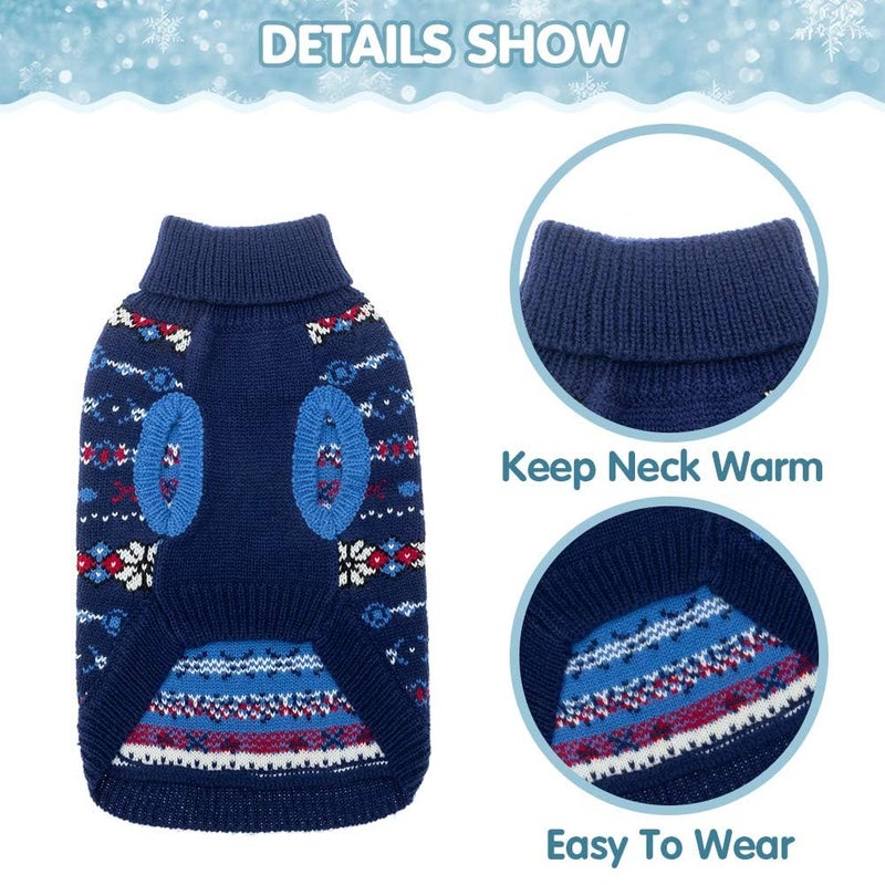 BINGPET Dog Sweater - Christmas Winter Warm Dog Clothes - Turtleneck Sweater for Small Medium Large Dogs - Classic Snowflake Doggy Knitwear Clothes - Image 4