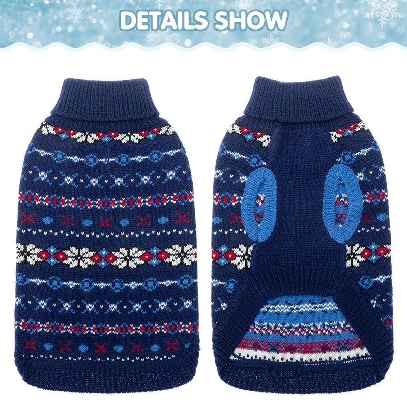 BINGPET Dog Sweater - Christmas Winter Warm Dog Clothes - Turtleneck Sweater for Small Medium Large Dogs - Classic Snowflake Doggy Knitwear Clothes - Image 2
