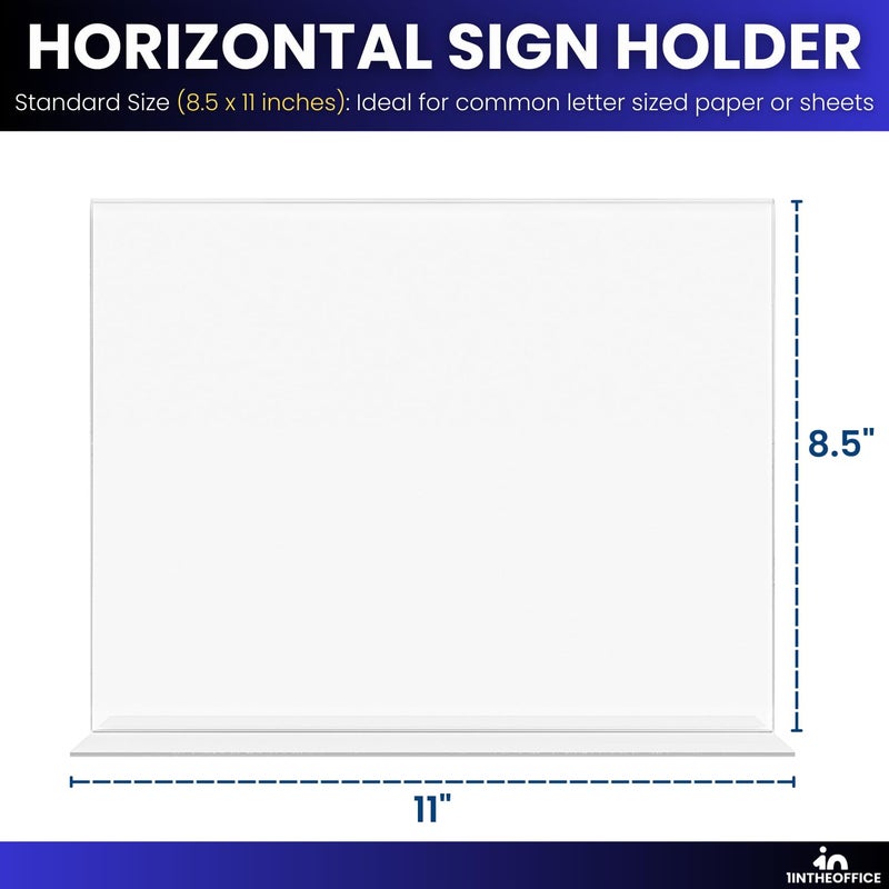 1InTheOffice Acrylic Stand-Up Horizontal Sign Holder 8.5x11 "6 Pack" - Image 2